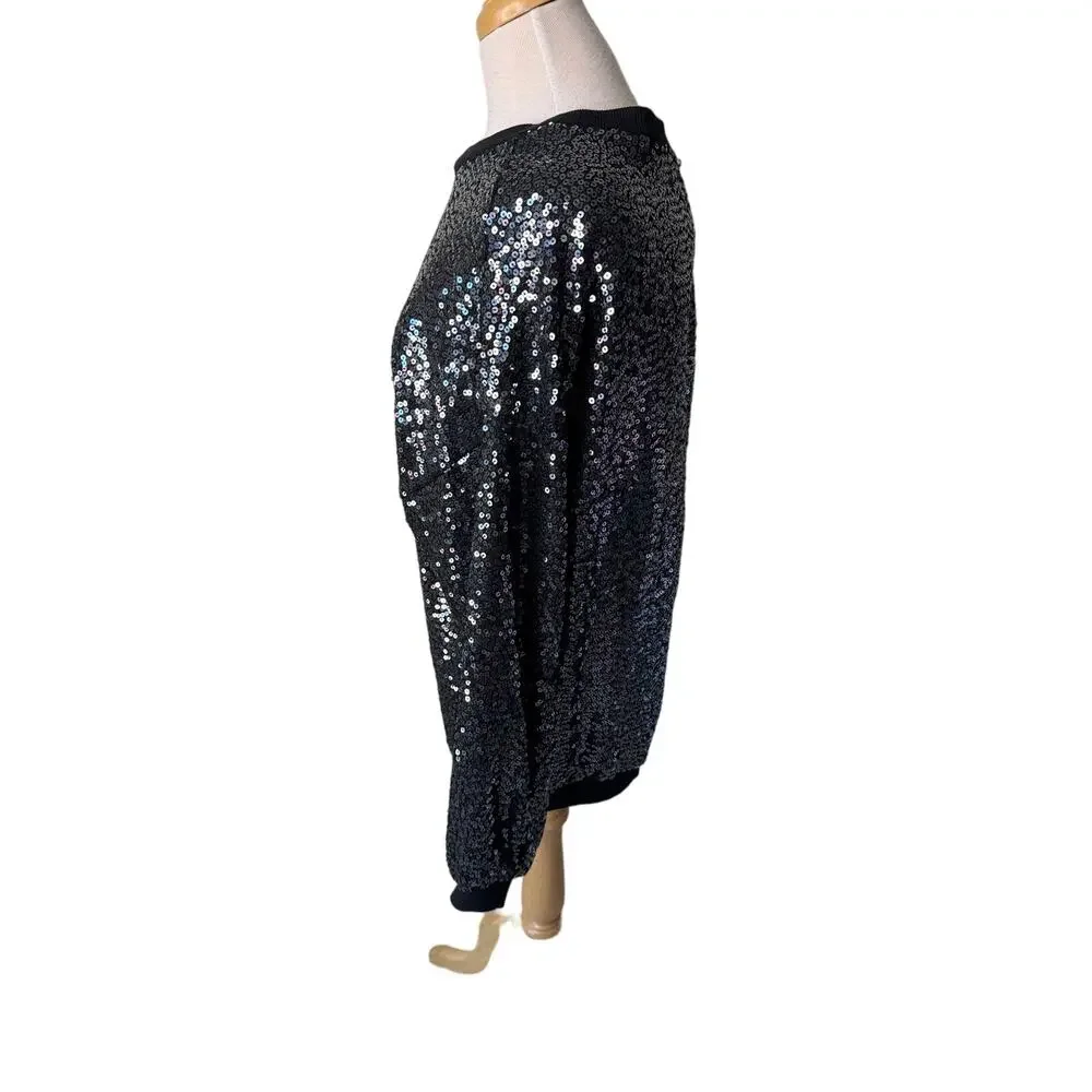CHASER Cotton Fleece Allover Sequin Crewneck Pullover Size SMALL Oversized NWT